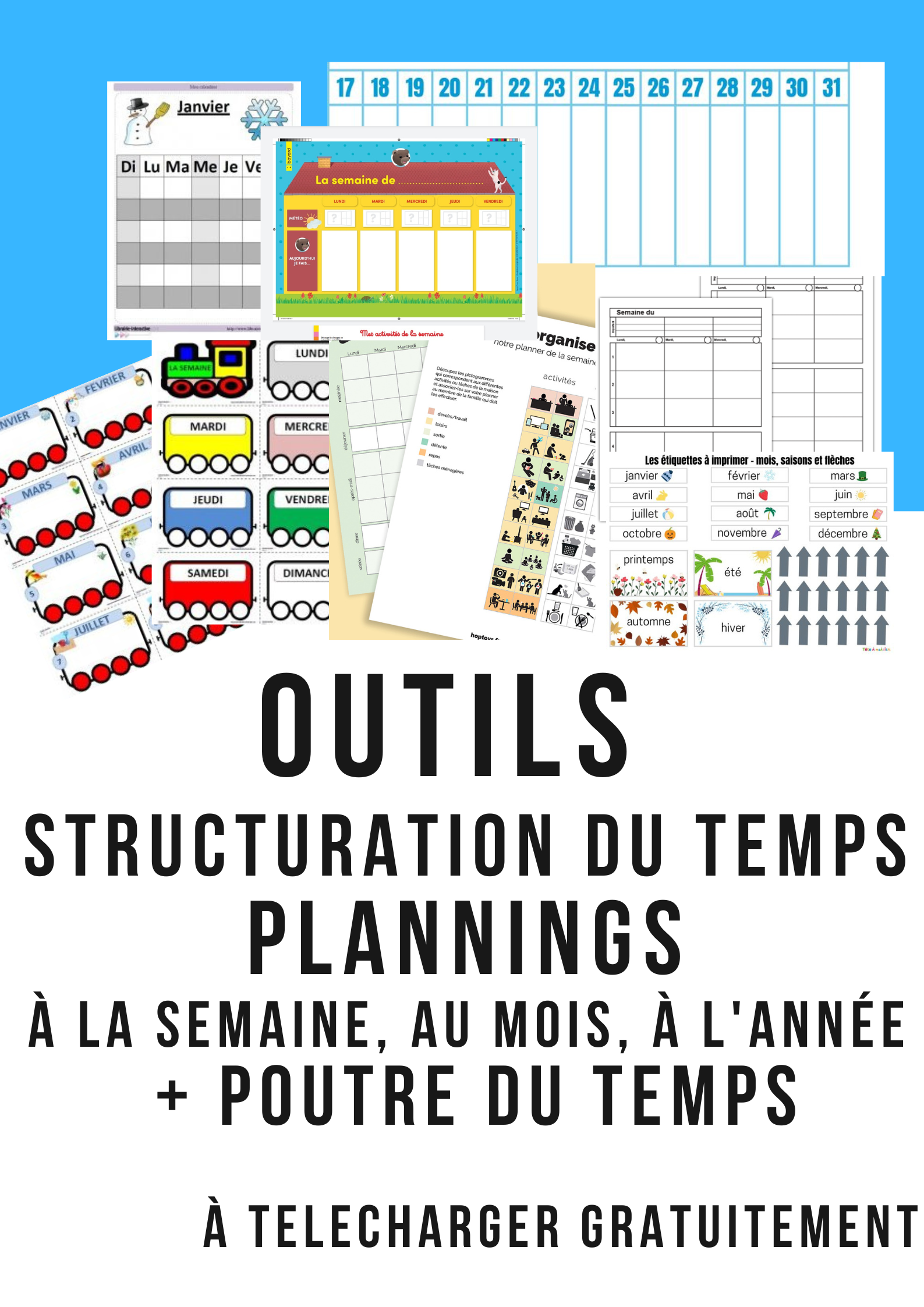 Outils STRUCTURATION du TEMPS : Planning à la semaine, au mois, à l'année,  poutre du temps – Virginie Couillaud, éducatrice spécialisée